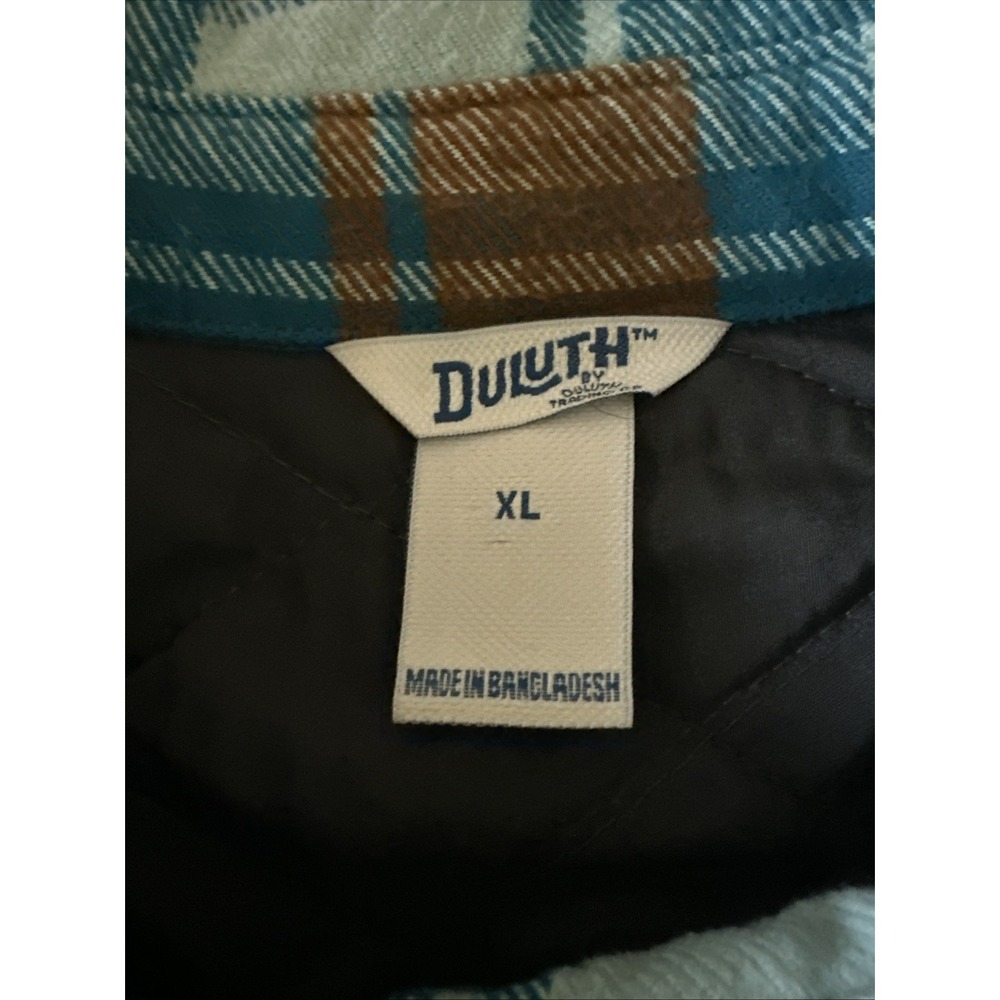 Duluth‎ Trading Free Swingin' Flannel Shirt Sz XL Blue Yellow Quilted Lining - Picture 7 of 14